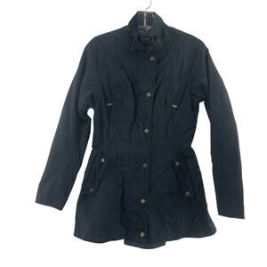 Barbour Black Holsteiner Paneled Waxed Cotton Parka Jacket Womens 4 Preowned